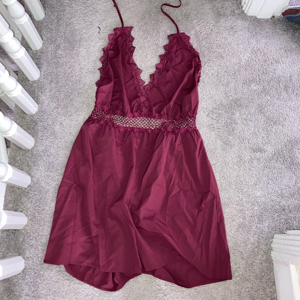 Maroon Romper- open back
